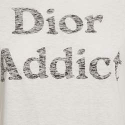 Pre Owned Christian Dior White Dior Addict Print Jersey Crewneck T-Shirt M
