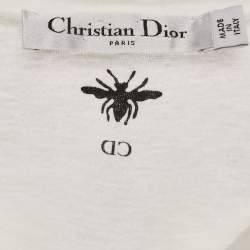 Pre Owned Christian Dior White Dior Addict Print Jersey Crewneck T-Shirt M