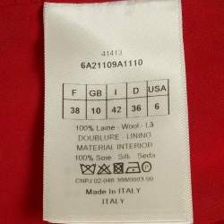 Pre Owned Christian Dior Red Wool Sleeveless Mid-Length Coat M