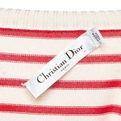 Pre Owned Dior White/Red Bodrum Striped Silk Knit Jumper M