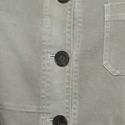 Pre Owned Dior Grey Denim Logo Embroidered Button Front Jacket M