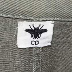 Pre Owned Dior Grey Denim Logo Embroidered Button Front Jacket M
