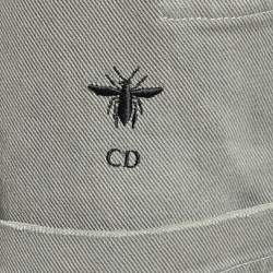 Pre Owned Dior Grey Denim Logo Embroidered Button Front Jacket M