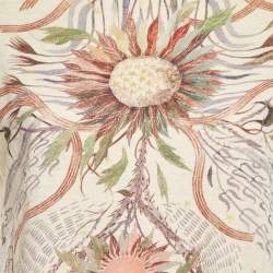 مملوكة مسبقًا Dior Pale Yellow Flower Print Cotton & Linen Crew Neck T-Shirt S