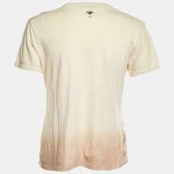 مملوكة مسبقًا Dior Pale Yellow Flower Print Cotton & Linen Crew Neck T-Shirt S