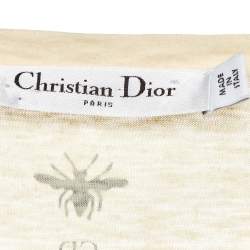 مملوكة مسبقًا Dior Pale Yellow Flower Print Cotton & Linen Crew Neck T-Shirt S