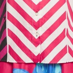 Pre Owned Dior Pink Printed Cotton Shirt & Midi Skirt Set M/L