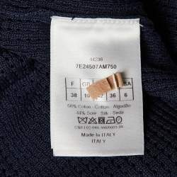 Pre Owned Dior Navy Blue J'Adior 8 Intarsia Knit Crew Neck Jumper S