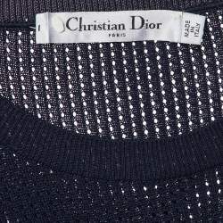 Pre Owned Dior Navy Blue J'Adior 8 Intarsia Knit Crew Neck Jumper S