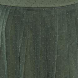 Pre Owned Dior Sage Green Plumetis Tulle Midi Skirt S
