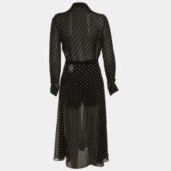 Pre Owned Dior Black Polka Dot Silk Overlay Skirt & Playsuit Set M