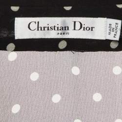 Pre Owned Dior Black Polka Dot Silk Overlay Skirt & Playsuit Set M
