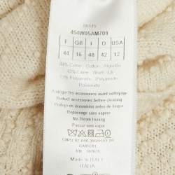Pre Owned Christian Dior Off White Textured Wool Button Detail Cardigan XL