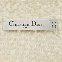 Pre Owned Christian Dior Off White Textured Wool Button Detail Cardigan XL