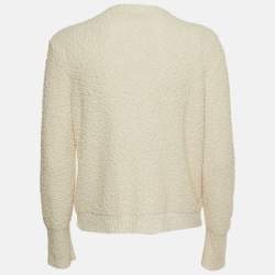 Pre Owned Christian Dior Off White Textured Wool Button Detail Cardigan XL