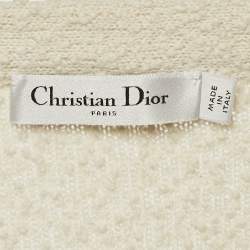 Pre Owned Christian Dior Off White Textured Wool Mini Skirt XL