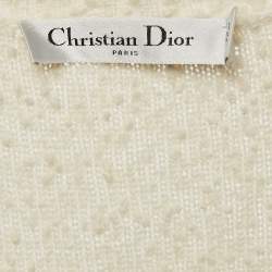 Pre Owned Christian Dior Off White Textured Wool Tank Top XL