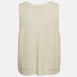 Pre Owned Christian Dior Off White Textured Wool Tank Top XL