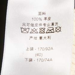 Pre Owned Christian Dior Cream Leather Shirring Hem Jacket M