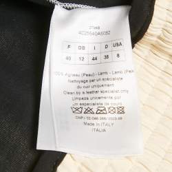 Pre Owned Christian Dior Cream Leather Shirring Hem Jacket M