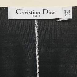 Pre Owned Christian Dior Cream Leather Shirring Hem Jacket M