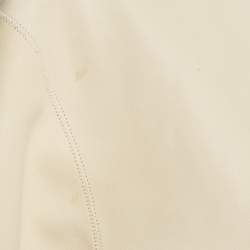 Pre Owned Christian Dior Cream Leather Shirring Hem Jacket M