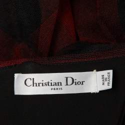 Pre Owned Dior Red Checked Tulle Strapless Bustier Dress M
