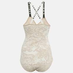 مملوكة مسبقًا ديور بيج Toile de Jouy Knit Dioriviera مايوه قطعة واحدة صغير