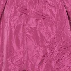 Pre Owned قميص ديور المسيحي الوردي تافتا مجعد طويل وقصير بحافة كبيرة مقاس وسط (ميديم)