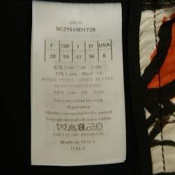 Pre Owned Christian Dior Black Printed Silk Blend Asymmetrical Detail Top M 