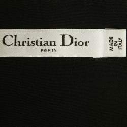 Pre Owned Christian Dior Black Printed Silk Blend Asymmetrical Detail Top M 
