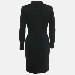 Pre Owned Christian Dior Vintage Black Stretch Knit Midi Dress M