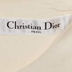Pre Owned Christian Dior Off-White Cotton Applique Detail Mini Dress M