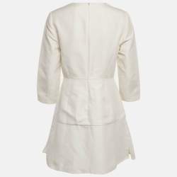 Pre Owned Christian Dior Off-White Cotton Applique Detail Mini Dress M