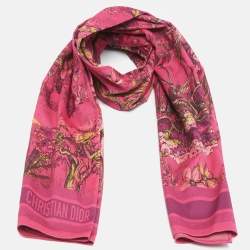 Pre Owned Christian Dior Pink Toile de Jouy Voyage Sarong Print Cotton Gabardine Pareo One Size
