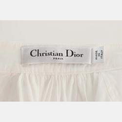 Pre Owned Dior Logo Embroidered Poplin Blouse Size M