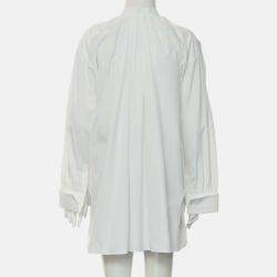 Pre Owned Dior Logo Embroidered Poplin Blouse Size M