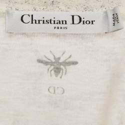 Pre Owned Dior White Diorodeo Jungle Print Cotton Linen T-Shirt M