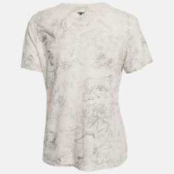 Pre Owned Dior White Diorodeo Jungle Print Cotton Linen T-Shirt M
