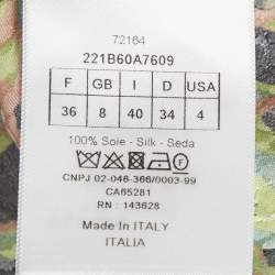 Pre Owned بلوزة بلا أكمام ديور حرير مطبوع متعدد الألوان/أخضر بأزرار من الأمام مقاس صغير (سمول)