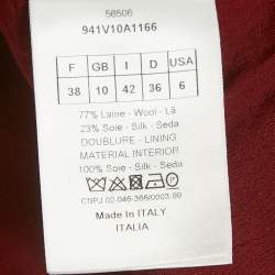 Pre Owned Christian Dior Burgundy Wool Blazer & Pants Suit Set M