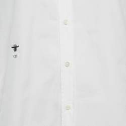Pre Owned Dior White CD Embroidered Cotton Poplin Shirt S 