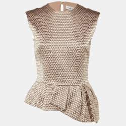 Pre Owned Dior Mauve Pink Textured Wool & Silk Peplum Top M