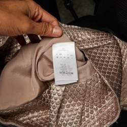 Pre Owned Dior Mauve Pink Textured Wool & Silk Peplum Top M