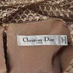 Pre Owned Dior Mauve Pink Textured Wool & Silk Peplum Top M