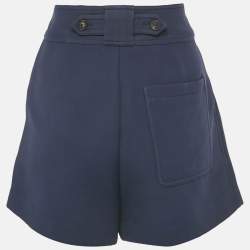 Pre Owned Christian Dior Navy Blue Wool & Silk Shorts S