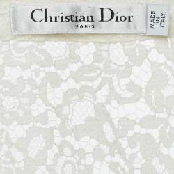 Pre Owned Dior White Lace Long Sleeve Mini Dress L