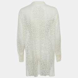 Pre Owned Dior White Lace Long Sleeve Mini Dress L