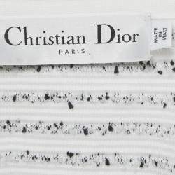 Pre Owned Christian Dior White Striped Tweed Peplum Jacket M