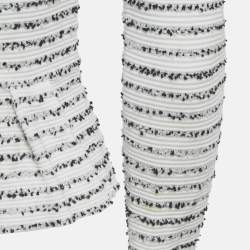 Pre Owned Christian Dior White Striped Tweed Peplum Jacket M